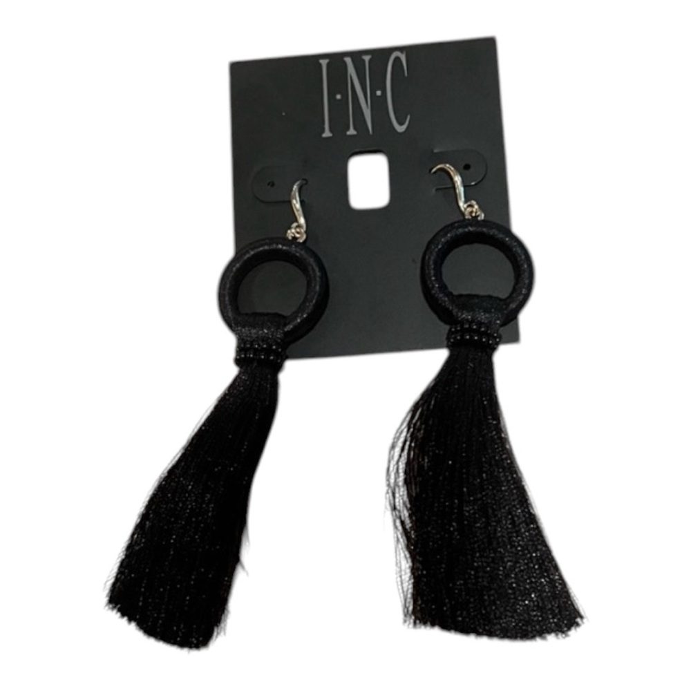 International Concepts  INC earrings NWT long black tassel earrings